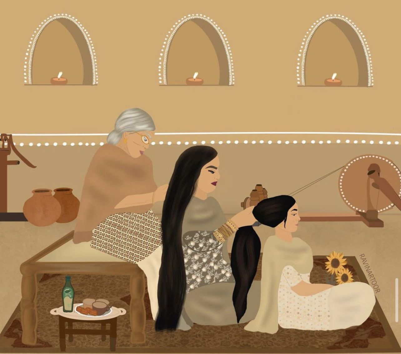 Three generations of women — grandmother, mother, and daughter